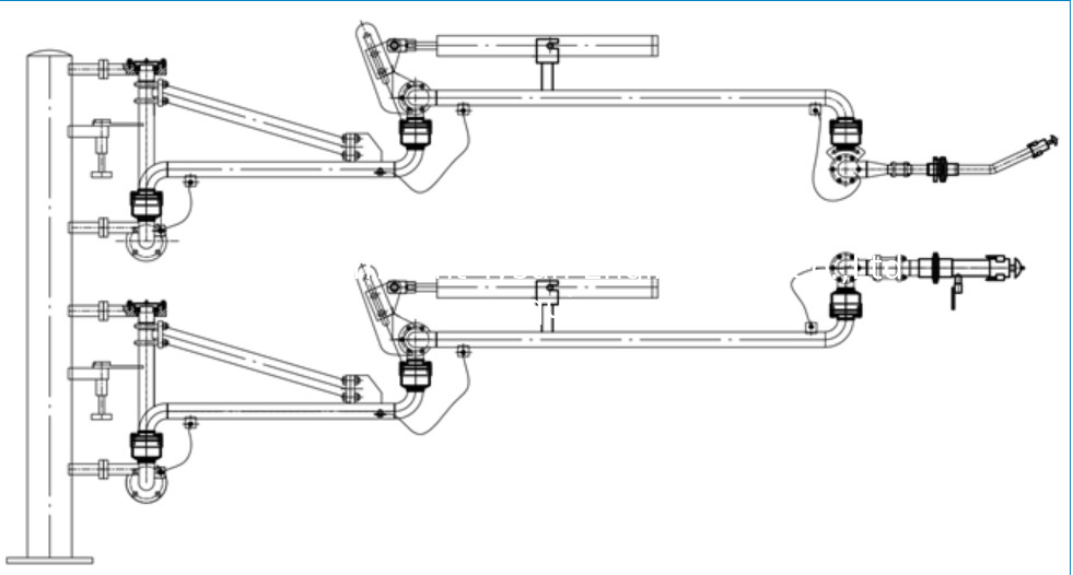 Type EAL2513-ERC Bottom loading arm with vapour return liquefied petroleum gas lpg truck loading arm